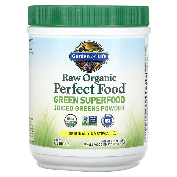 Raw Organic Perfect Food, Зеленый Суперфуд, Оригинал - 207 г - Garden of Life Garden of Life