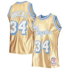 Men's Mitchell & Ness Shaquille O'Neal Gold Los Angeles Lakers 75th Anniversary 1996/97 Hardwood Classics Swingman Jersey Mitchell & Ness