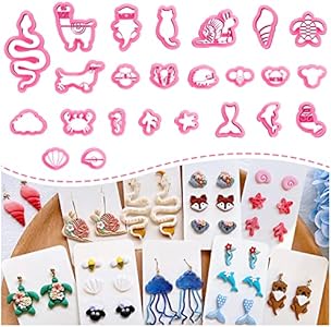 Keoker Polymer Clay Cutters - Animal Polymer Clay Cutters for Earrings Making, 24 Shapes Animal Earring Clay Cutters, Small Ocean Clay Cutters (All) Keoker