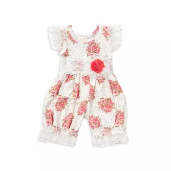 Baby Girl's Perfect Peony Stretch-Cotton Bubble Romper Haute Baby