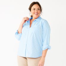 Рубашка на пуговицах с одним карманом Croft & Barrow® Essential больших размеров Croft & Barrow