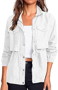 Onedreamer Womens Zip Up Military Safari Anorak Jackets Lightweight Cargo Utility Jackets Casual Spring Fall Jacket Onedreamer