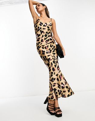 Платье-комбинация средней длины с леопардовым принтом Never Fully Dressed NEVER FULLY DRESSED