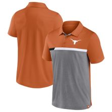 Мужская футболка-поло Texas Longhorns с разделенными блоками цветовых блоков Fanatics Branded Texas Orange/Heathered Grey Fanatics
