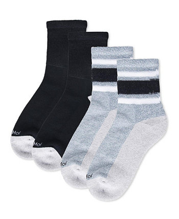 Мужские носки четверть с полуподушками в винтажном стиле в полоску для диабетиков, пара 2 шт. MEMOI