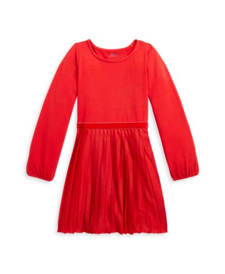 Little Girl's &amp; Girl's Stretch Jersey Long Sleeve Dress Polo Ralph Lauren