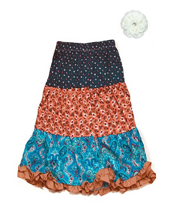 Удлиненная крестьянская юбка для больших девочек с аксессуаром для волос Mi Amore Gigi