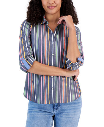 Женская рубашка Gateway в хлопковую полоску с отворотами Nautica Jeans