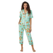 Женский комплект из уютного пижамного топа и укороченных пижамных штанов из джерси для сна и укороченных пижамных штанов Beauty Sleep Social