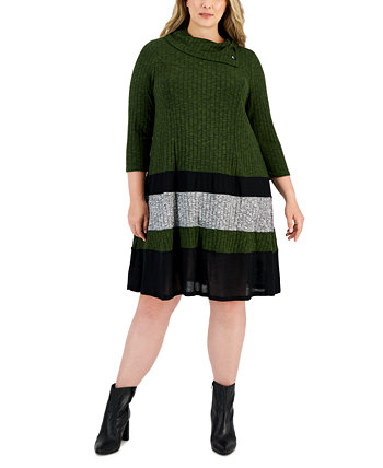 Платье-свитер в рубчик с цветными блоками больших размеров Robbie Bee