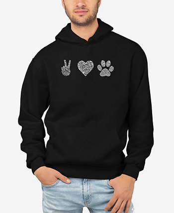 Мужская толстовка с капюшоном Peace Love Dogs Word Art LA Pop Art