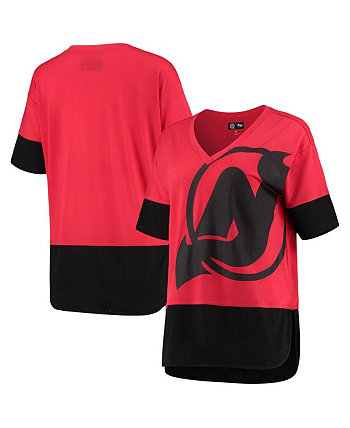 Женская красная футболка New Jersey Devils First Place с v-образным вырезом G-III