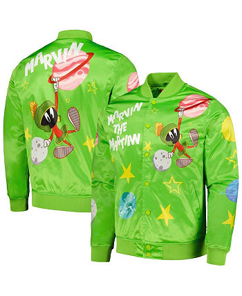 Мужская зеленая атласная куртка на кнопках с рисунком Looney Tunes Marvin the Martian Freeze Max