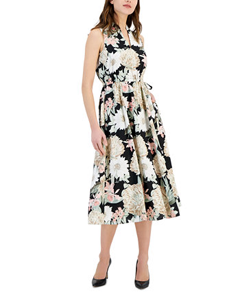 Женское платье миди с разрезом и цветочным принтом Anne Klein