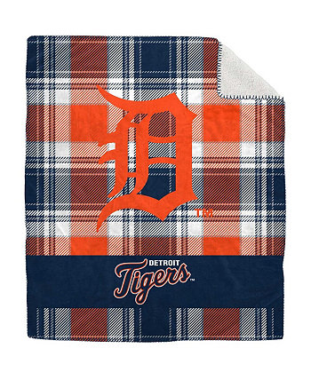 Плюшевое фланелевое одеяло Detroit Tigers размером 50 x 60 дюймов в клетку Pegasus Home Fashions