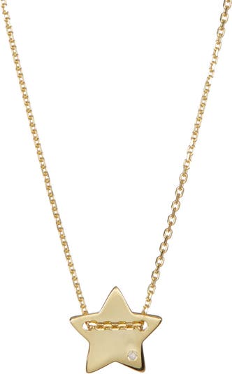 Ожерелье с подвеской в виде звезды из 14-каратного желтого золота с бриллиантами - 0,01 карата ADORNIA