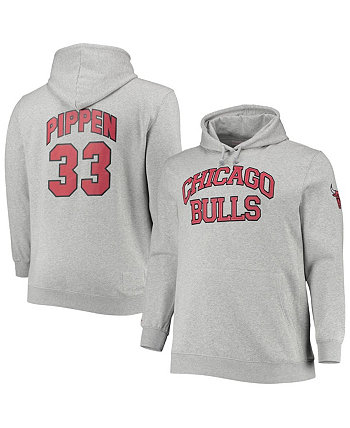 Мужская толстовка с капюшоном Scottie Pippen Heathered Grey Chicago Bulls Big and Tall с именем и номером Mitchell & Ness
