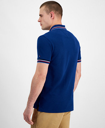 Men's Bubble Stitch Contrast Global Stripe Short Sleeve Polo Shirt Tommy Hilfiger