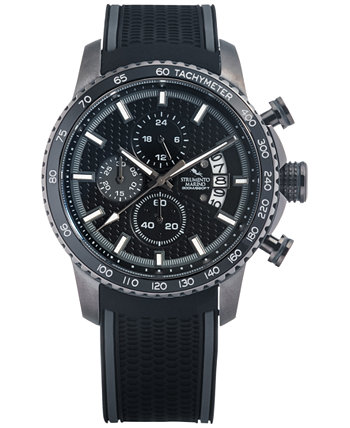 Мужские часы с хронографом Freedom с черным перфорированным силиконовым ремешком 45 мм Strumento Marino