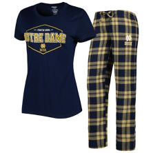 Women's Concepts Sport Navy/Gold Notre Dame Fighting Irish Badge T-Shirt & Flannel Pants Sleep Set Unbranded