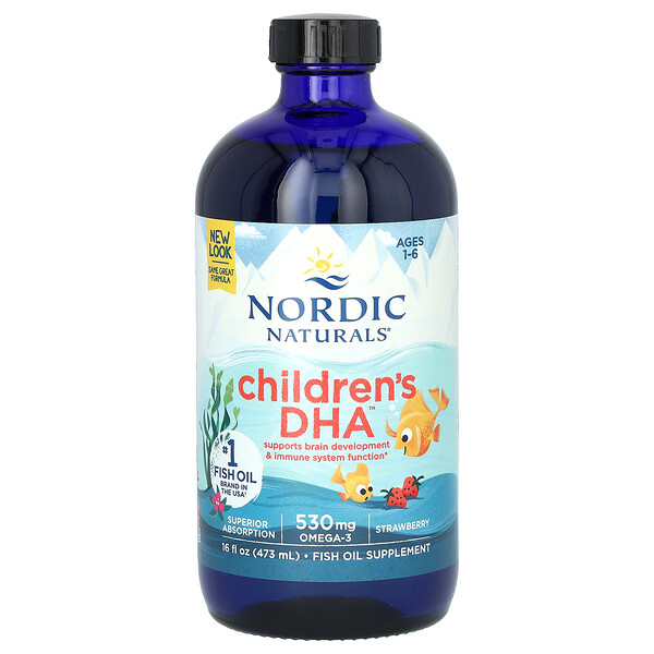 ДГК для детей, для детей от 1 до 6 лет, клубника, 530 мг, 16 жидких унций (473 мл) Nordic Naturals