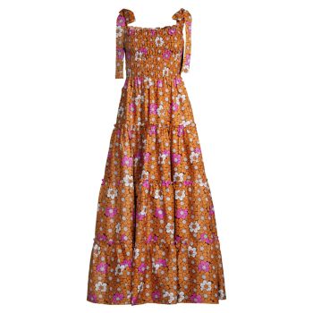 Sleeveless Floral Print Maxi Dress Elisamama