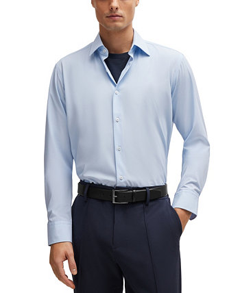 Мужская структурированная рубашка стандартного кроя из эластичного материала BOSS