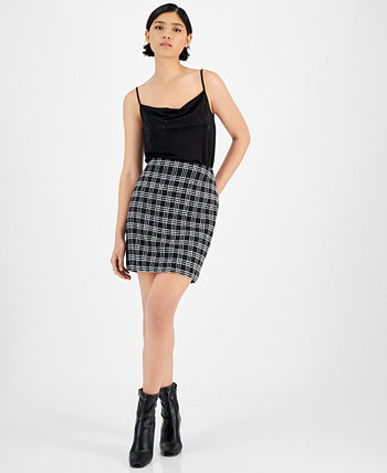 Женская клетчатая твидовая мини-юбка-карандаш с высокой талией, созданная для Macy's Bar III