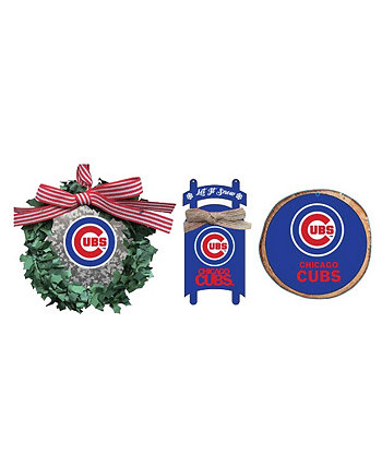 Набор из трех венков, саней и кругов команды Chicago Cubs Memory Company