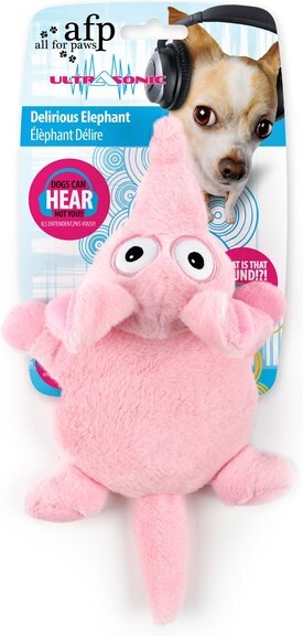 allforpaws Ultrasonic Delirious Elephant Plush Dog Toy, Pink Allforpaws