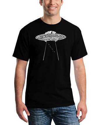 Мужская футболка Flying Saucer UFO Word Art LA Pop Art