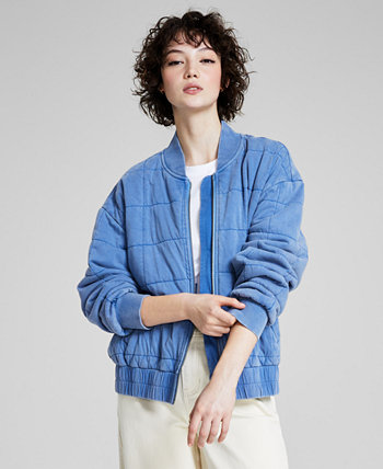 Женская стираная стеганая куртка на молнии спереди, созданная для Macy's And Now This