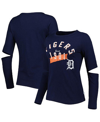 Женская темно-синяя футболка с длинным рукавом Detroit Tigers Formation Touch