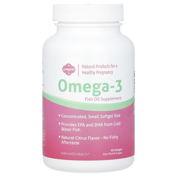 PeaPod, Омега-3, натуральные цитрусовые, 90 мягких таблеток Fairhaven Health