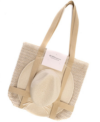 Straw Tote Bag and Panama Hat Set BCBGeneration