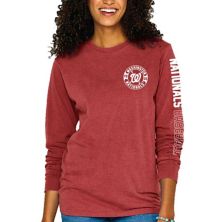 Женская мягкая, как виноградный красный, футболка Washington Nationals с длинными рукавами, окрашенная пигментом Soft As A Grape
