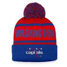 Men's Fanatics Branded Red/Royal Washington Capitals Vintage Heritage Cuffed Knit Hat with Pom Fanatics