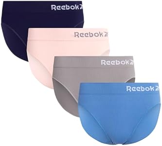 Reebok Women's Briefs Underwear - 4 Pack Seamless Stretch Performance High Cut or Boyshorts Panties for Women (Sizes: S-XL) Reebok