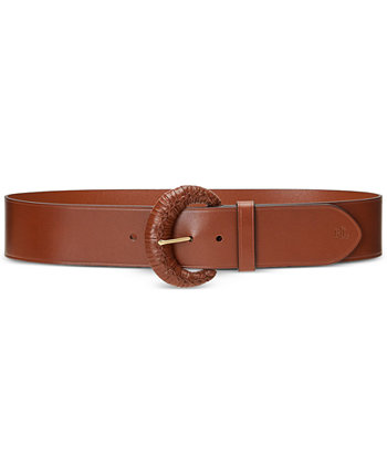 Women's Crescent-Buckle Leather Wide Belt LAUREN Ralph Lauren