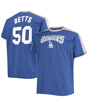 Мужская футболка Mookie Betts Royal, серая Los Angeles Dodgers Big and Tall Fashion Piping Player Profile