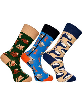 Новинка, комплект роскошных мужских носков для экипажа из Австралии, забавный красочный комплект с бесшовным мыском, 3 шт. Love Sock Company