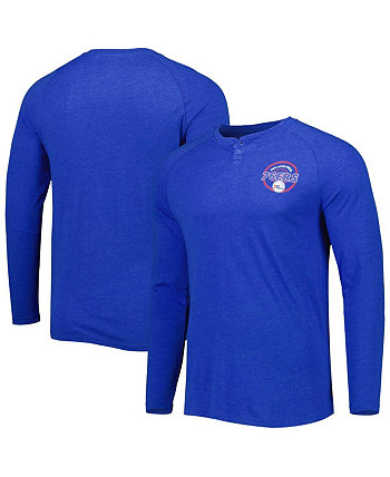 Мужская футболка Heathered Royal Philadelphia 76ers с левой грудью Henley Raglan с длинным рукавом Concepts Sport