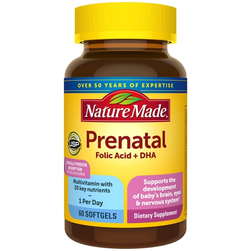 Nature Made Prenatal + DHA — 60 мягких капсул Nature Made
