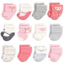 Infant Girl Cotton Rich Newborn and Terry Socks, Girl Woodland, 0-3 Months Hudson Baby