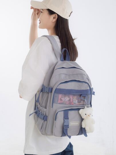 Рюкзак со значком с текстовой заплатой SHEIN