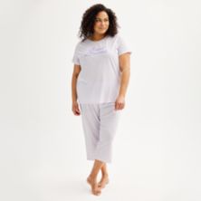 Plus Size Croft & Barrow® Short Sleeve Pajama Top & Pajama Pants Set Croft & Barrow