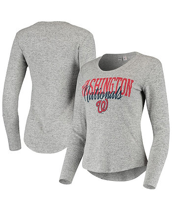 Женская футболка с длинным рукавом из трикотажной ткани Washington Nationals меланжевого серого цвета Concepts Sport