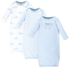 Touched by Nature Baby Boy Organic Cotton Long-Sleeve Gowns 3pk, Whale Touched by Nature