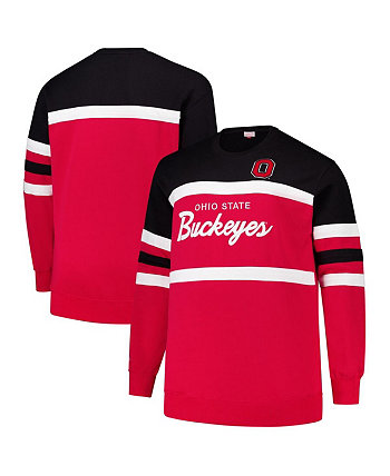 Men's Scarlet Ohio State Buckeyes Big Tall Vintage Logo Head Coach Fleece Pullover Sweatshirt Mitchell & Ness