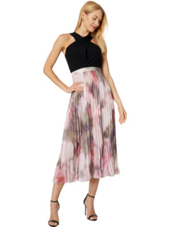 Loulous Cross Front Pleated Dress with Knit Bodice Ted Baker